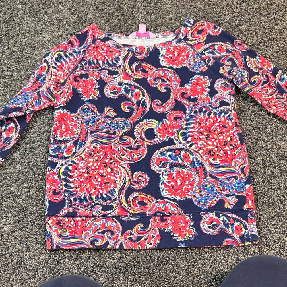 Lilly Pulitzer Navy and Pink Paisley Sweatshirt